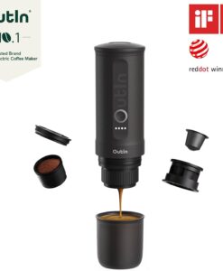 Draagbare koffiemachine voor onderweg cups en gemalen koffie